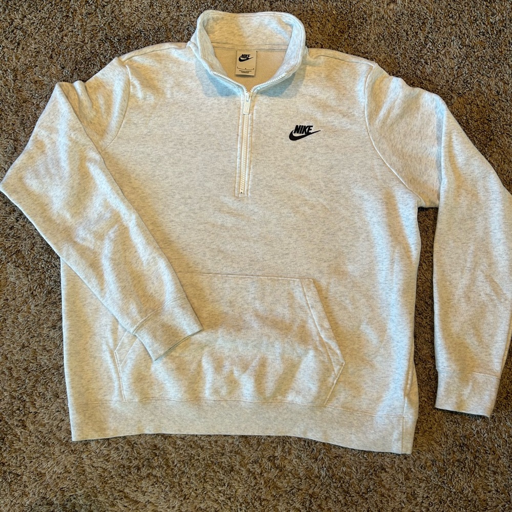 Nike Women's Club Fleece Heather Gray Half-Zip Pullover Sweatshirt